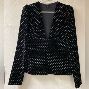 Velvet polka dot blouse.